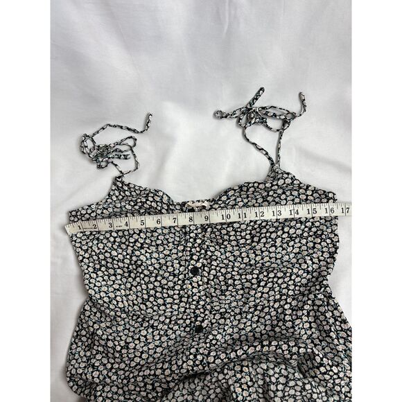 Blush BJ Floral Cottagecore Midi Dress Tie Straps L Prairie Peasant Milkmaid - Picture 9 of 10